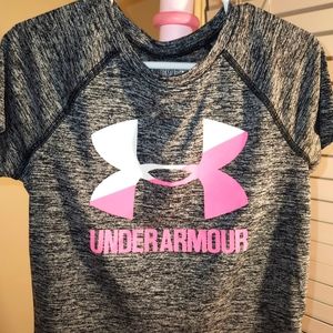 Under Armor tee with pink and white logo